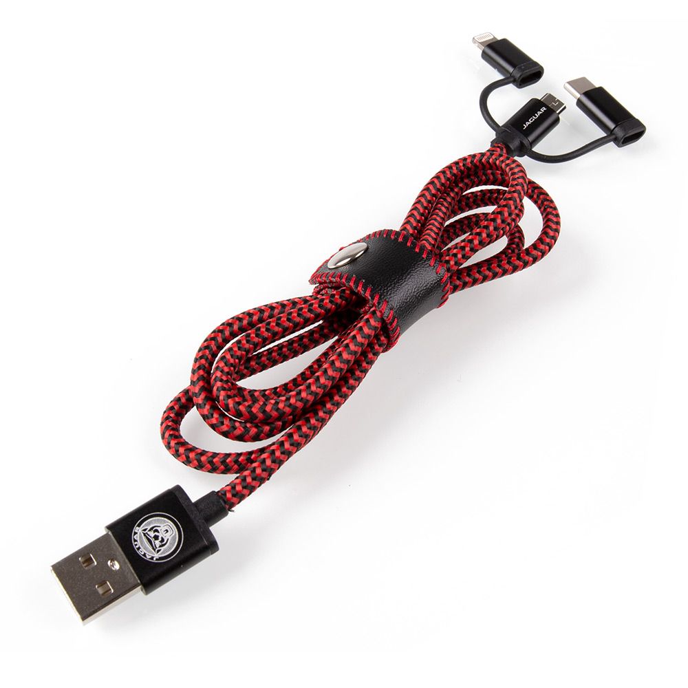 Cable de carga trenzado 3 en 1 - rojo | Jaguar